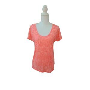 Maurices Womens Coral Graphic Short Sleeve Scoop Neck Top M